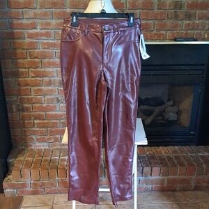 Joie Burgundy Faux Leather Pants